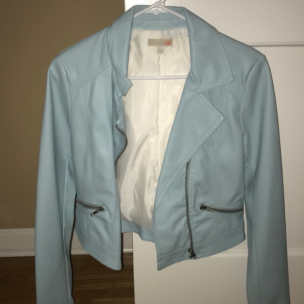 Light blue faux leather jacket!